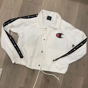 Champion White Windbreaker with Black Details